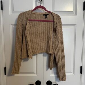 Forever 21 Beige Ribbed Cardigan